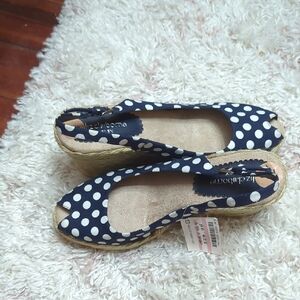 Liz Claiborne Navy Polka Dot Espadrille Sandals